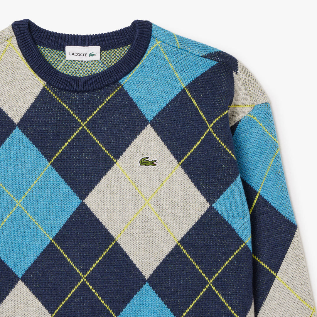 Cotton and Wool Argyle Jacquard Sweater - AJ2485