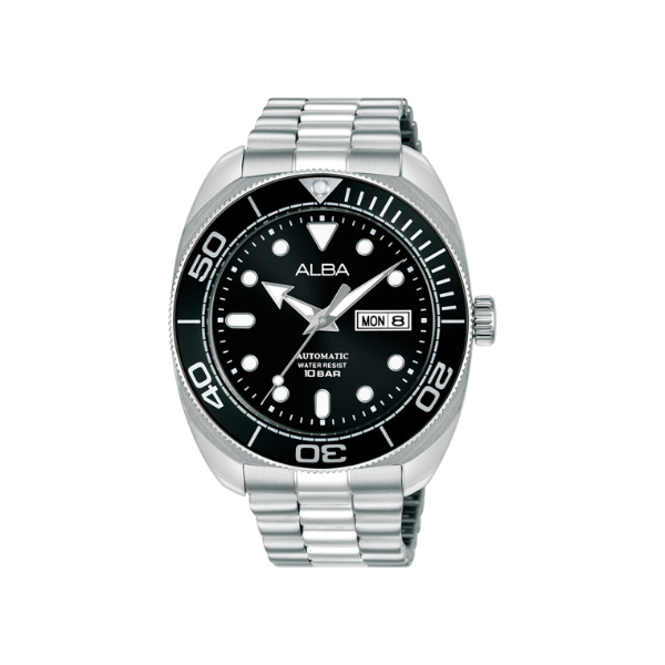 MECHANICAL BLACK DIAL SILVER STEEL 42MM-AL4825X1