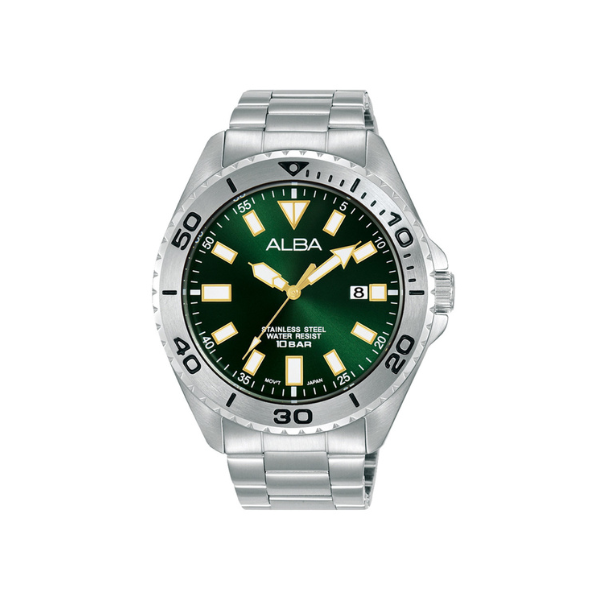 ACTIVE GREEN DIAL SILVER STEEL 44MM - AS9Q41X1