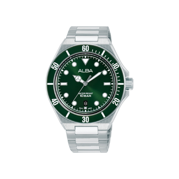 ACTIVE GREEN DIAL SILVER STEEL 42MM- AS9W17X1