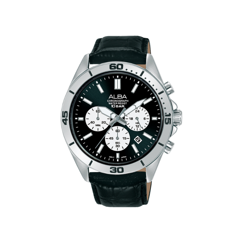 ACTIVE BLK DIAL BLK LEATHER 43MM- AT3K87X1