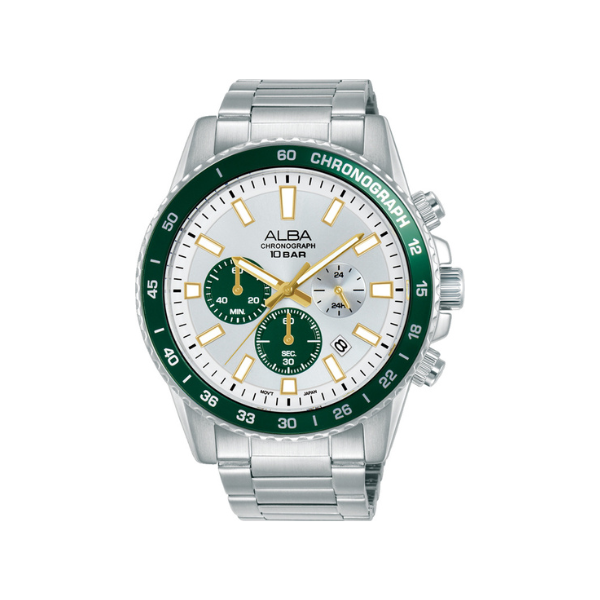 ACTIVE SILVER GREEN DIAL SILVER STEEL 45MM- AT3L11X1