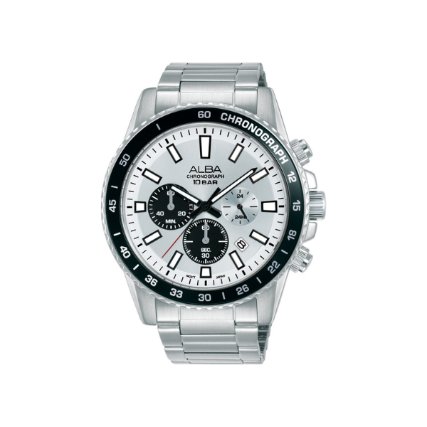 ACTIVE SILVER BLK DIAL SILVER STEEL 45MM- AT3L19X1