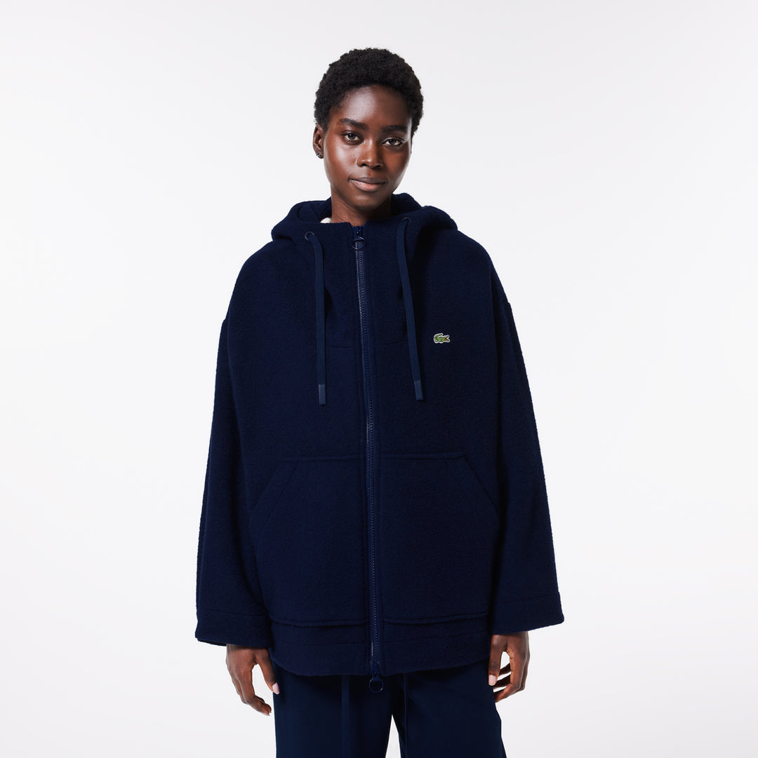 Short Oversized Recycled Wool Hooded Coat - BF0744
