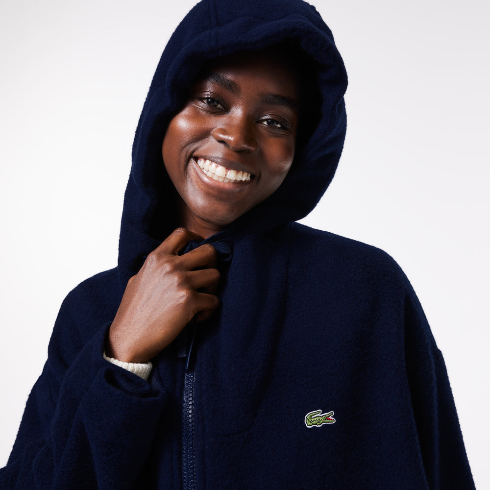 Short Oversized Recycled Wool Hooded Coat - BF0744