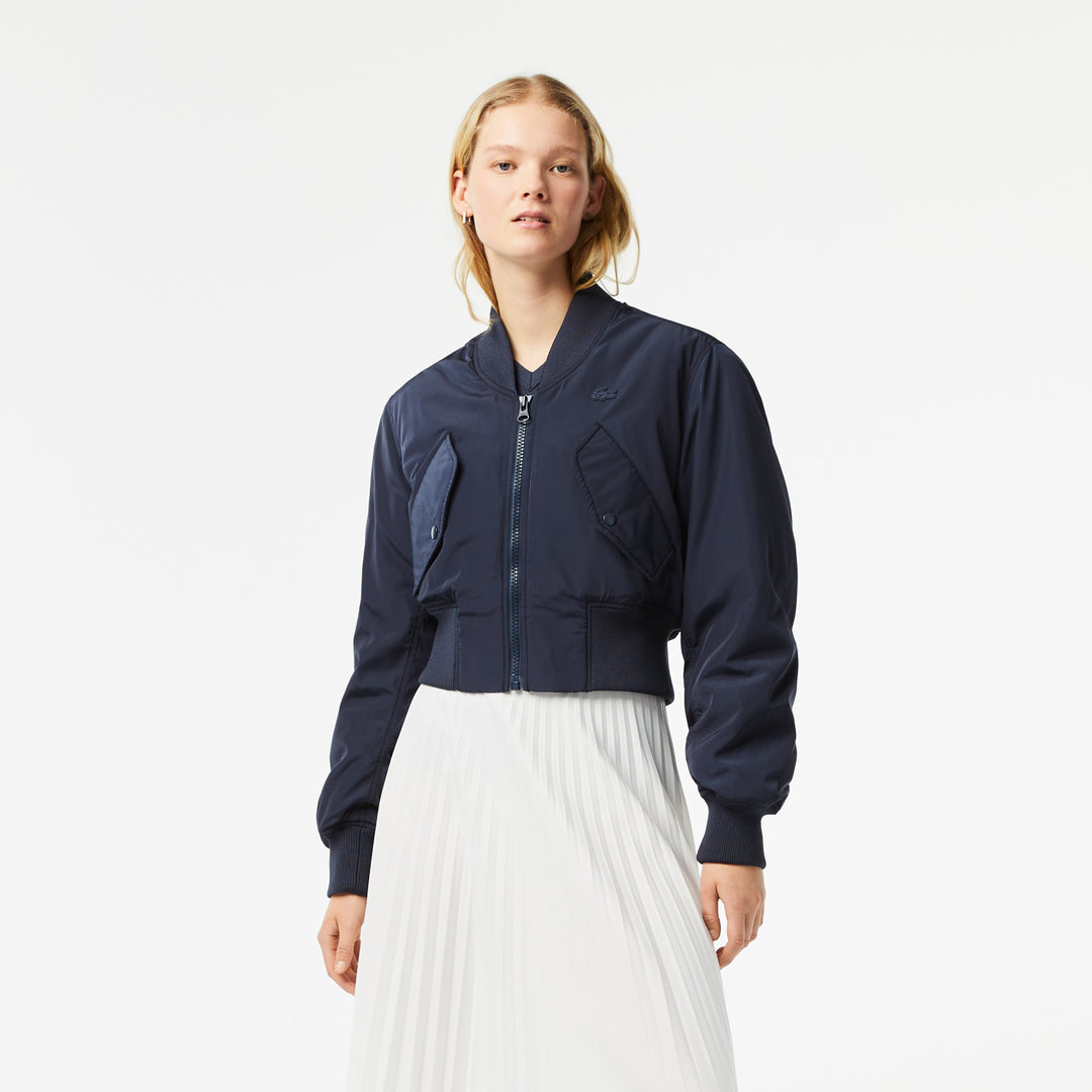 Women’S Lacoste Bomber Jacket With Ribbed Band Details - Bf5885 - MYHOLDAL LEBANON