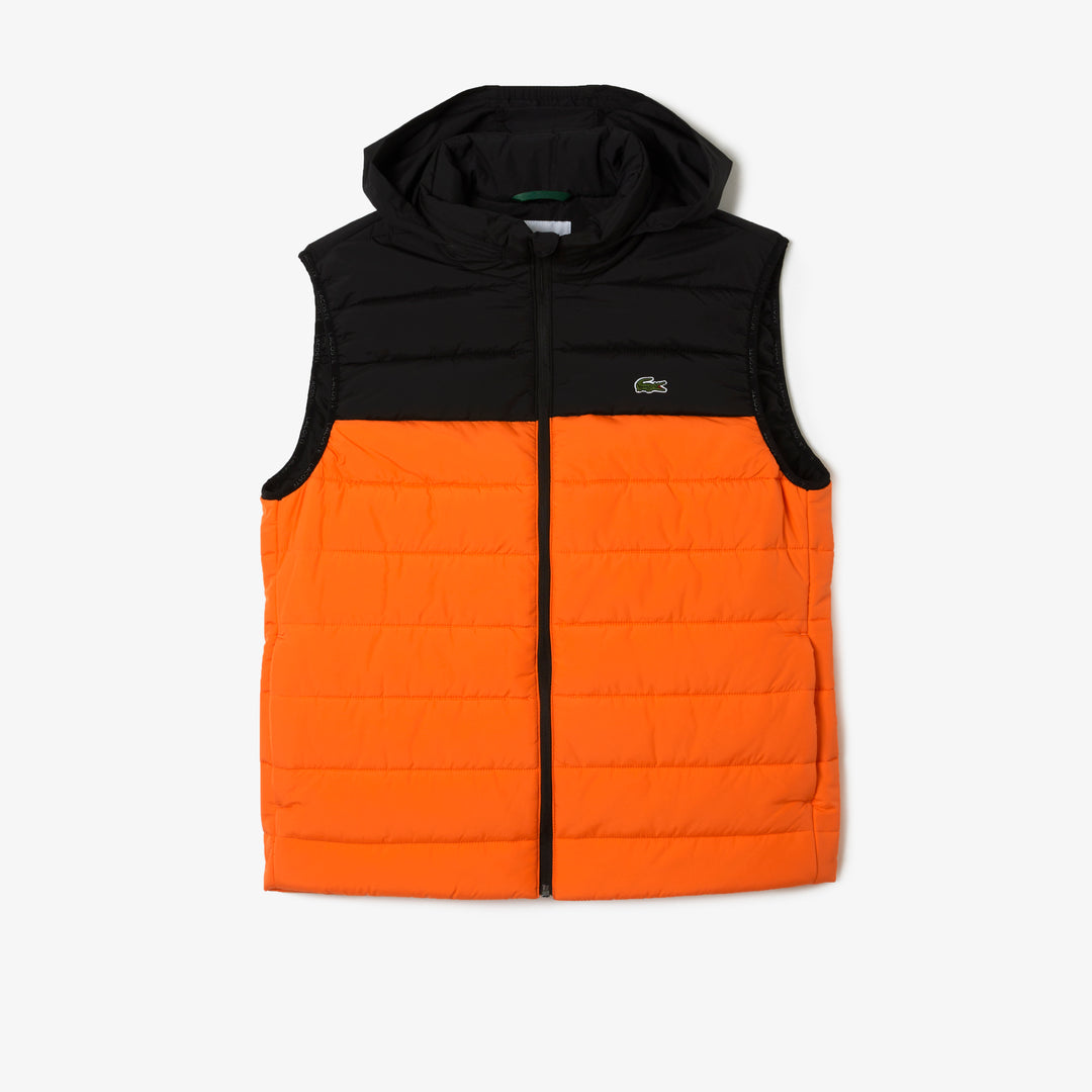 Men’s Concealed Hood Water-Resistant Quilted Zip Vest