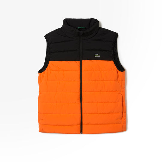 Men’s Concealed Hood Water-Resistant Quilted Zip Vest