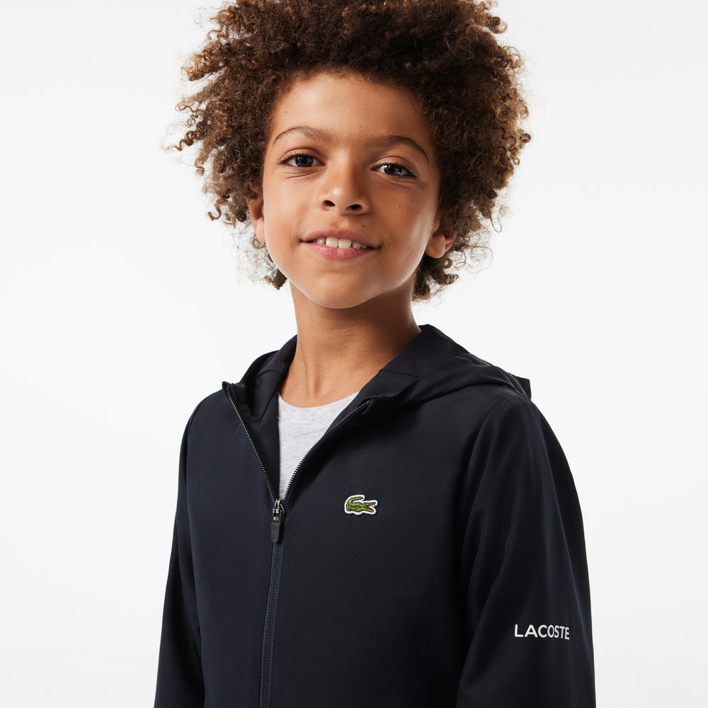 Zip Front Hooded Sports Jacket with Branding Detail - BJ2481