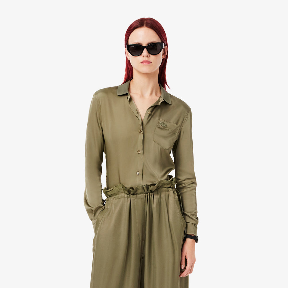 Slim Fit Fluid Ribbed Collar Shirt - CF3885