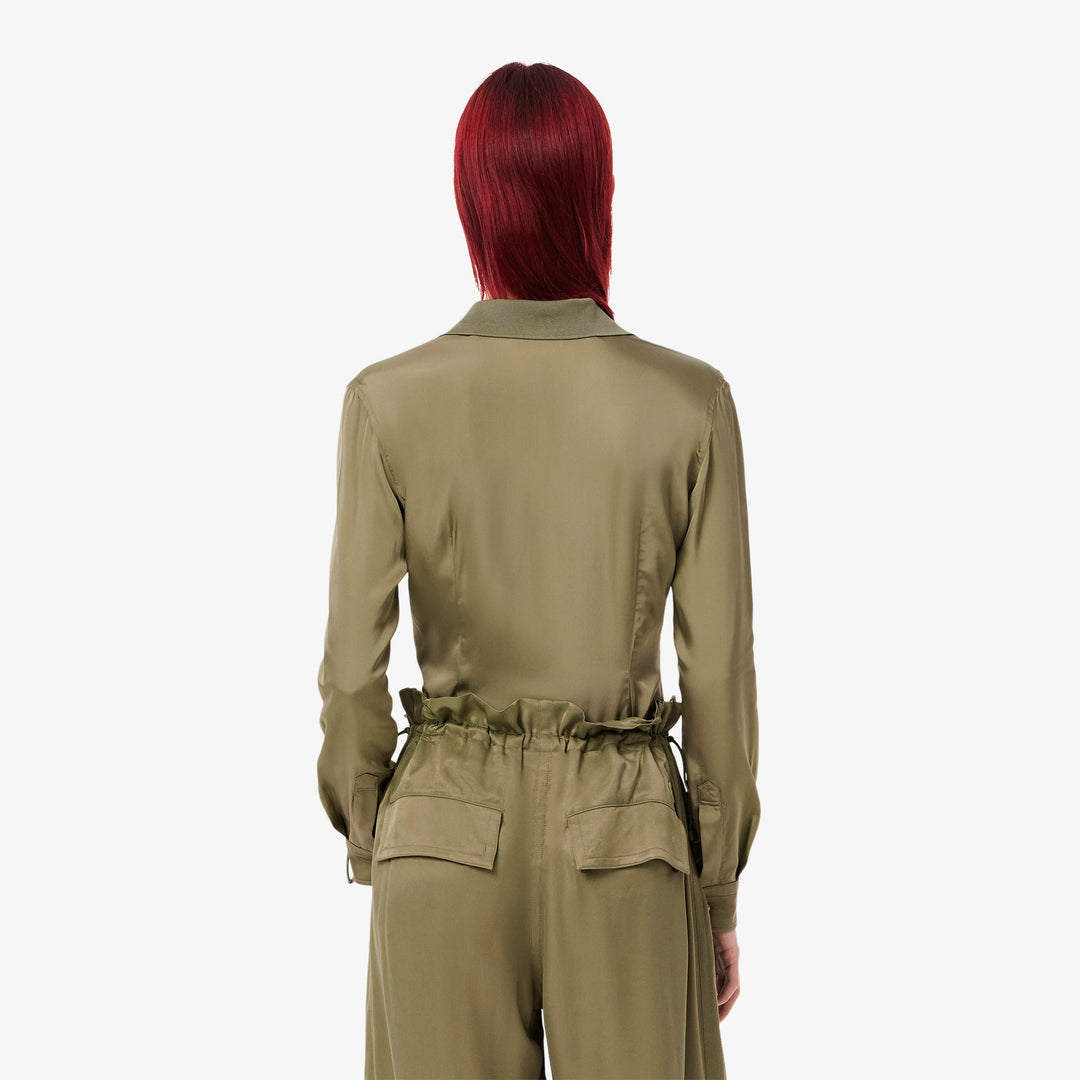 Slim Fit Fluid Ribbed Collar Shirt - CF3885