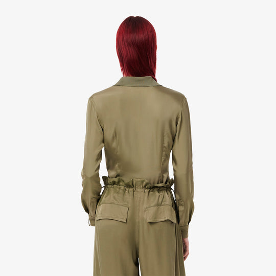 Slim Fit Fluid Ribbed Collar Shirt - CF3885