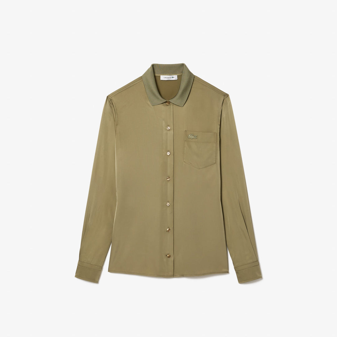 Slim Fit Fluid Ribbed Collar Shirt - CF3885