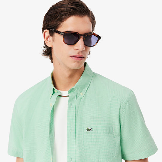 Short Sleeved Regular Fit Gingham Shirt - CH5622