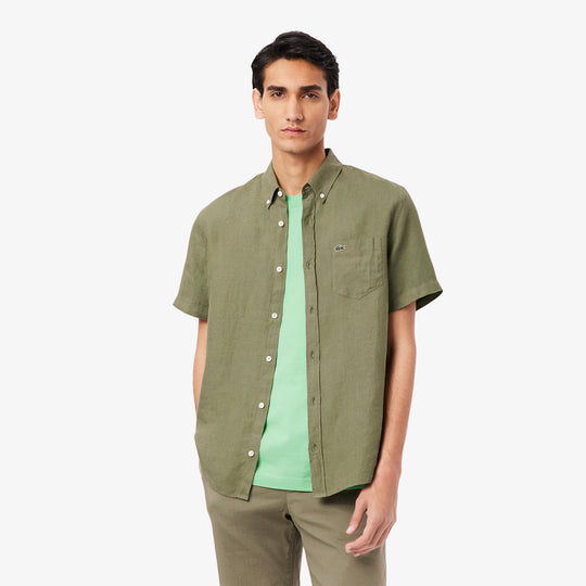 Men's Lacoste Short Sleeve Linen Shirt - CH5699