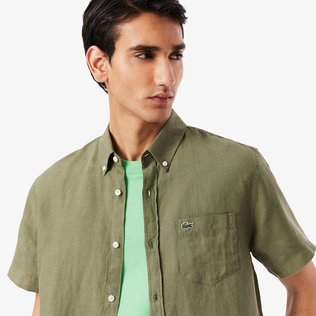 Men's Lacoste Short Sleeve Linen Shirt - CH5699