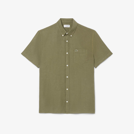 Men's Lacoste Short Sleeve Linen Shirt - CH5699