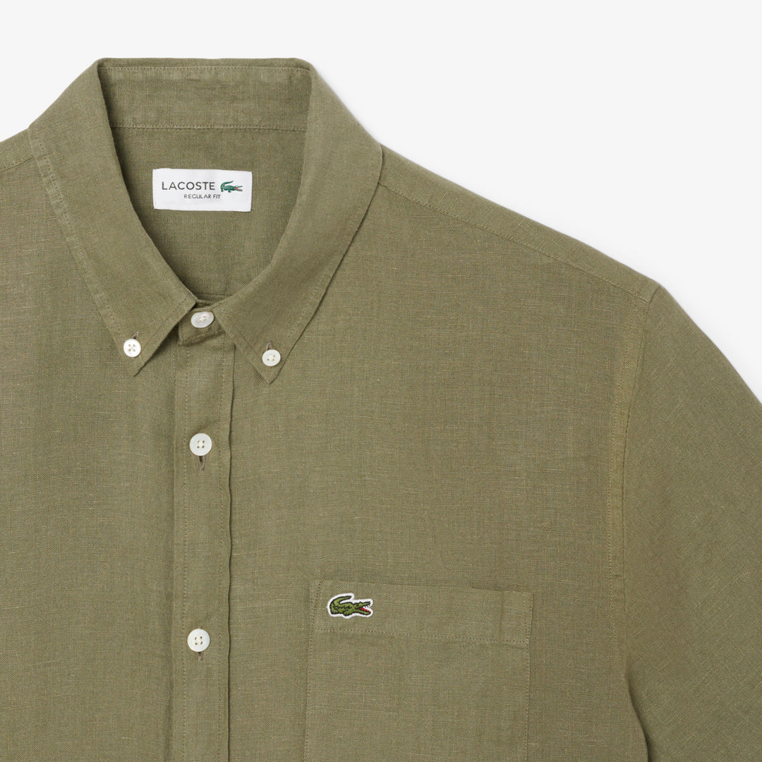 Men's Lacoste Short Sleeve Linen Shirt - CH5699