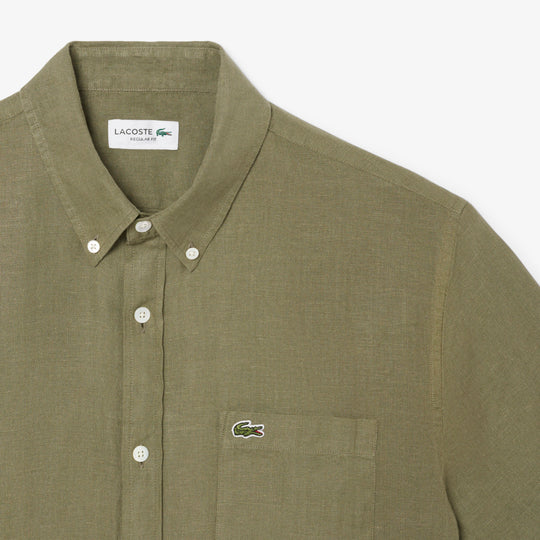 Men's Lacoste Short Sleeve Linen Shirt - CH5699