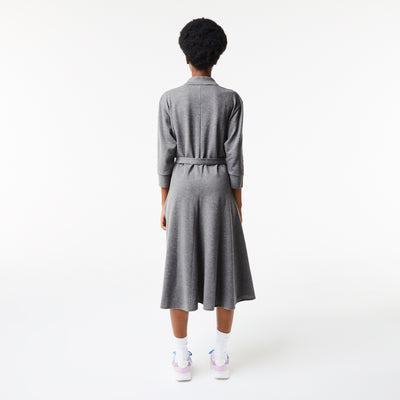 Women's Buttoned Belted Cotton Piqué Polo Dress - Ef2284