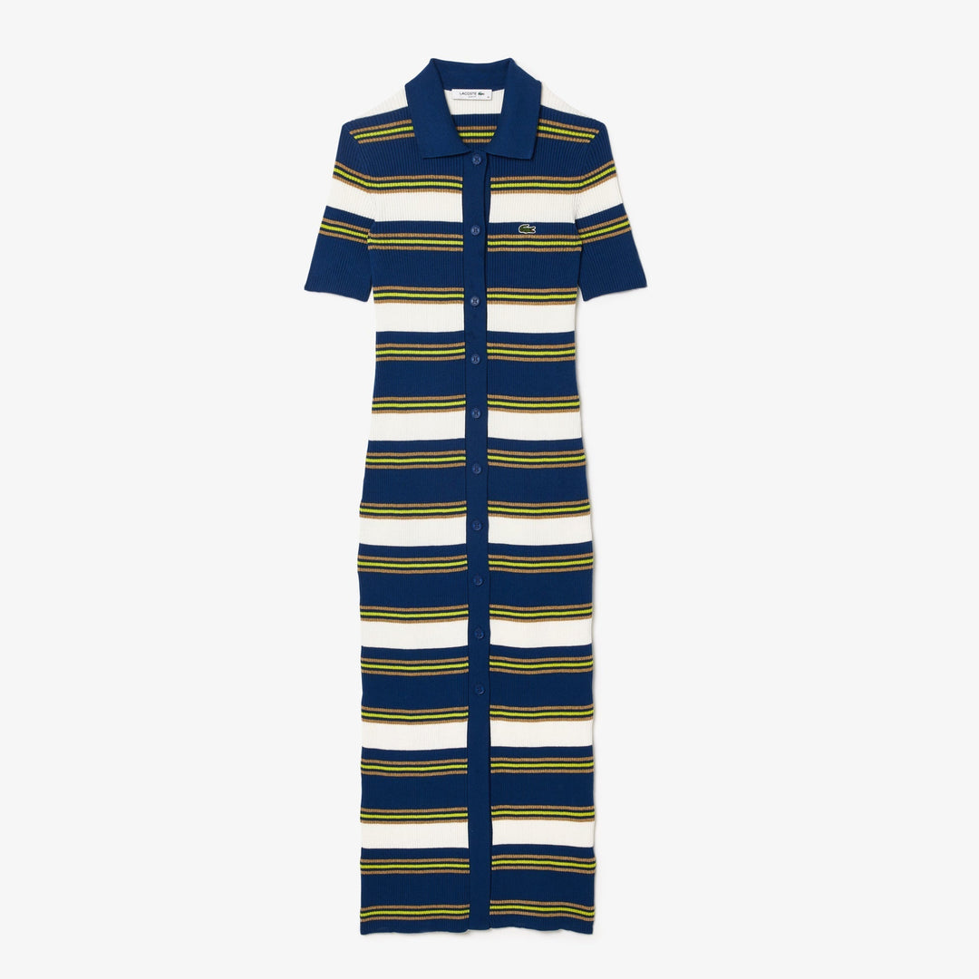 Rib Knit Striped Shirt Dress - EF2554