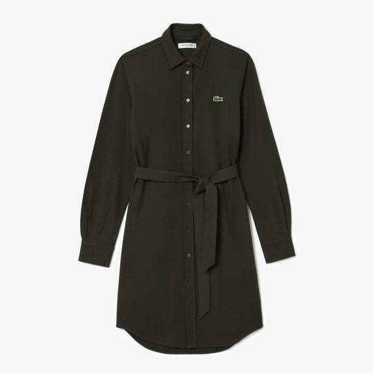 Belted Piqué Shirt Dress - EF3263