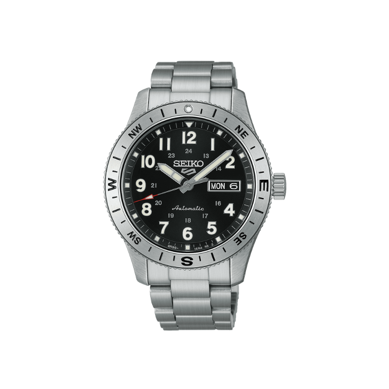 SEIKO 5 FIELD BLK DIAL SILVER STEEL 41MM - HDB006K1