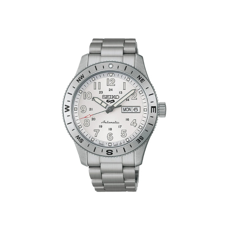 SEIKO 5 FIELD WHITE DIAL SILVER STEEL 41MM - HDB007K1
