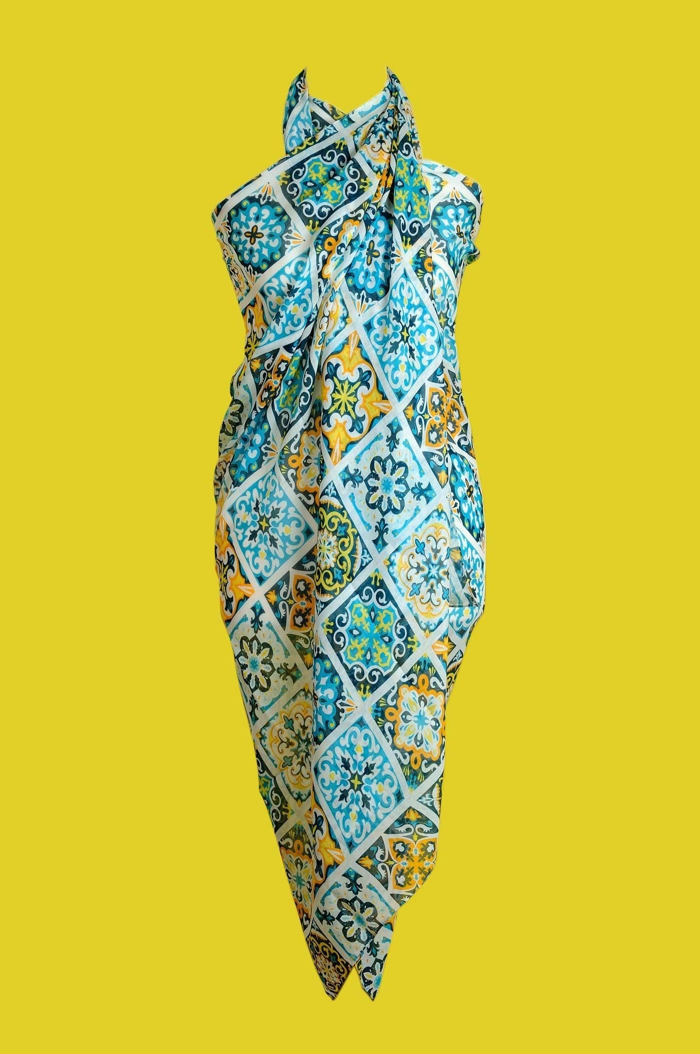 Shop The Latest Collection Of Oumnia By Nivine Maktabi Pareo Beach Wraps -Multi Tile Shawl Design In Lebanon
