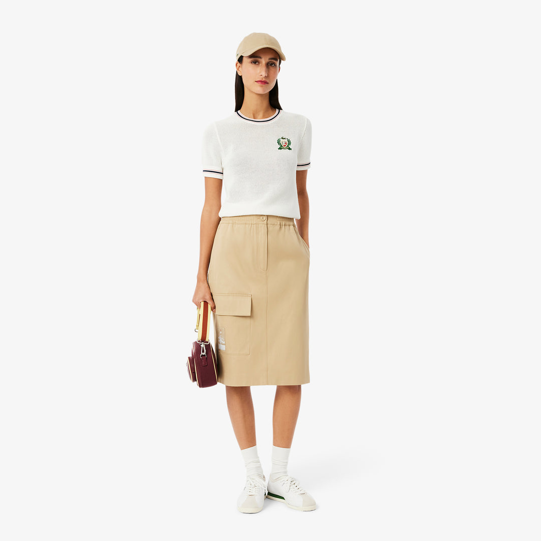 Straight Cut Twill Midi Skirt - JF9817