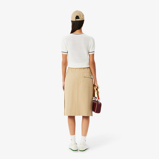 Straight Cut Twill Midi Skirt - JF9817