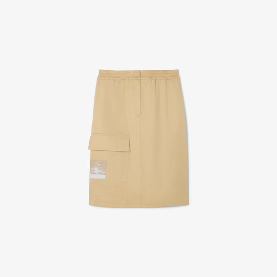 Straight Cut Twill Midi Skirt-JF9817
