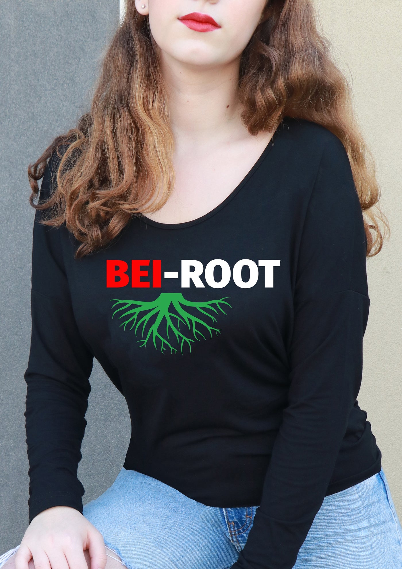 Shop The Latest Collection Of Bei-Root Lc1 Women Black V-Necked  Long Sleeve T-Shirt In Lebanon