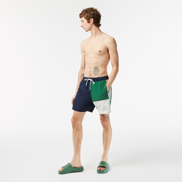 Men’S Lacoste Recycled Polyester Colourblock Swim Trunks - Mh5653