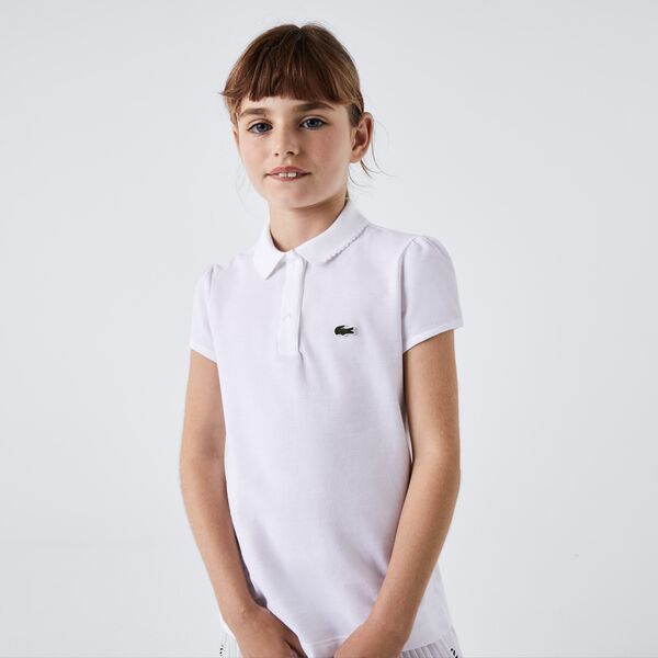 Girls' Lacoste Scalloped Collar Mini Piqué Polo Shirt - Pj3594