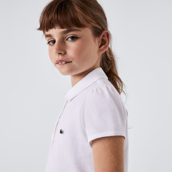 Girls' Lacoste Scalloped Collar Mini Pique Polo Shirt - Pj3594