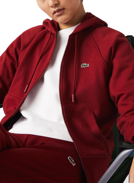 Women's Lacoste Hooded Organic Fleece Zippered Sweatshirt