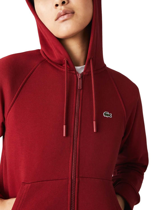 Women's Lacoste Hooded Organic Fleece Zippered Sweatshirt