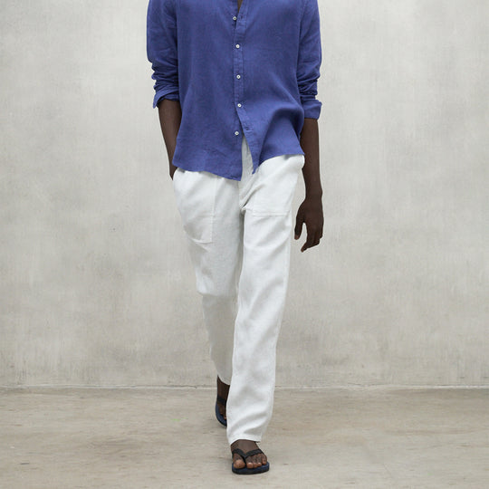 ECOALF OFF-WHITE ETHIC LINO PANTS FOR MEN