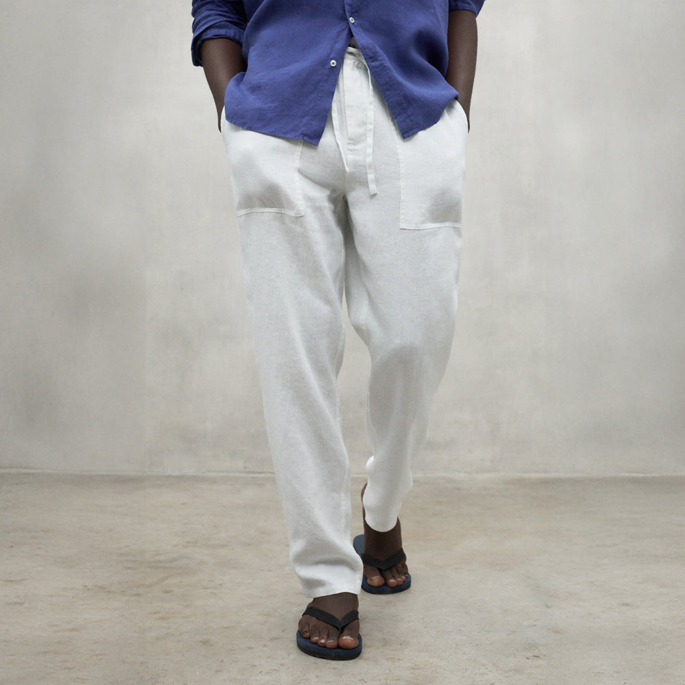 ECOALF OFF-WHITE ETHIC LINO PANTS FOR MEN