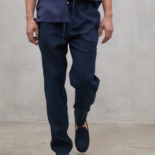 ECOALF DEEP NAVY ETHIC LINO PANTS FOR MEN