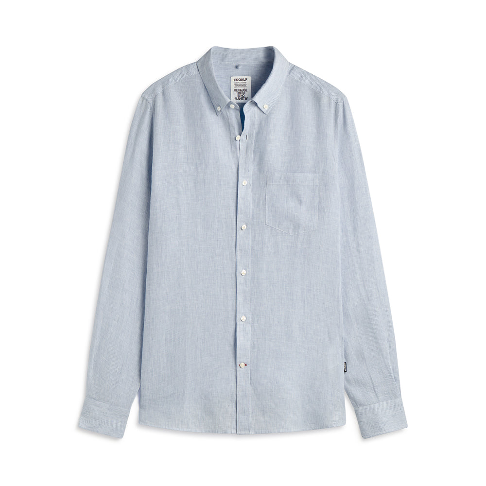 ECOALF OFF-WHITE/BLUE STRIPE ADAN SHIRT FOR MEN