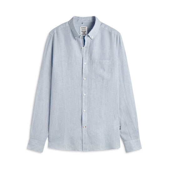 ECOALF OFF-WHITE/BLUE STRIPE ADAN SHIRT FOR MEN