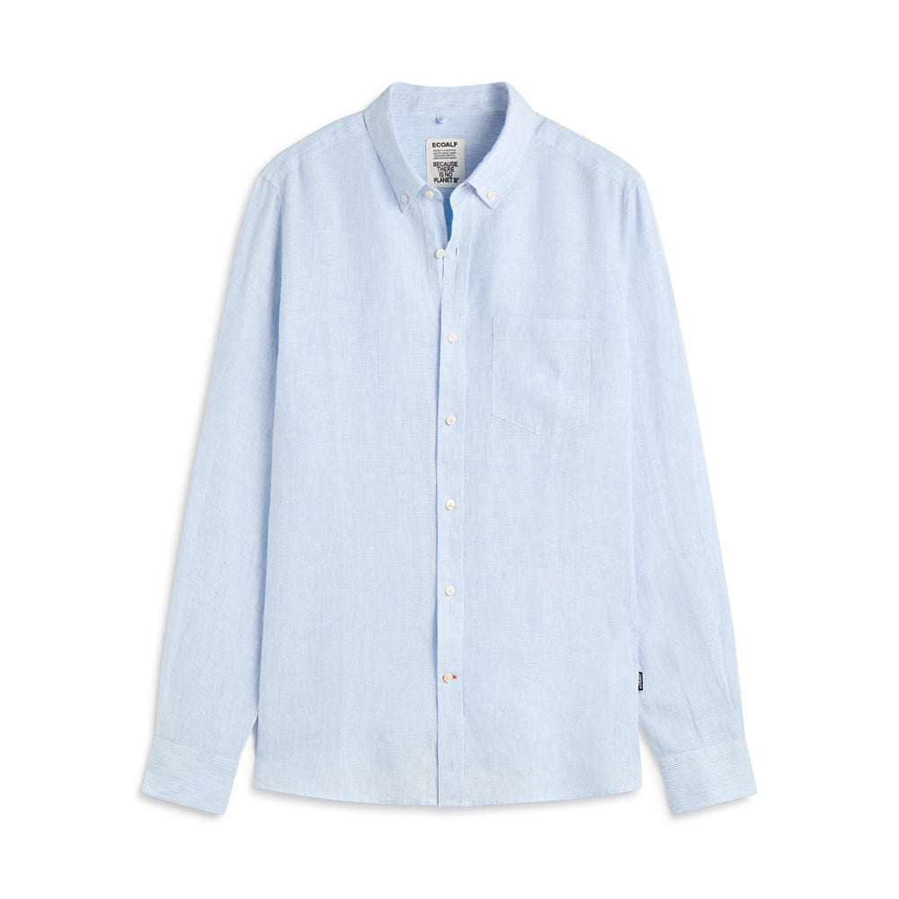 ECOALF SKY BLUE & WHITE STRIPED ADAN SHIRT FOR MEN