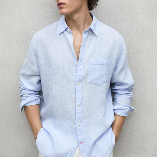 ECOALF SKY BLUE & WHITE STRIPED ADAN SHIRT FOR MEN