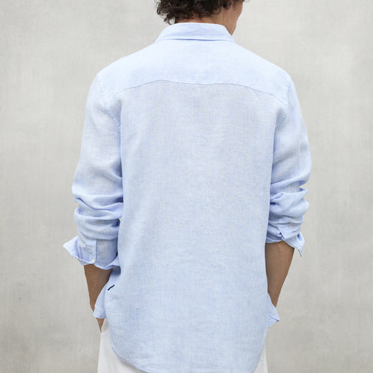 ECOALF SKY BLUE & WHITE STRIPED ADAN SHIRT FOR MEN