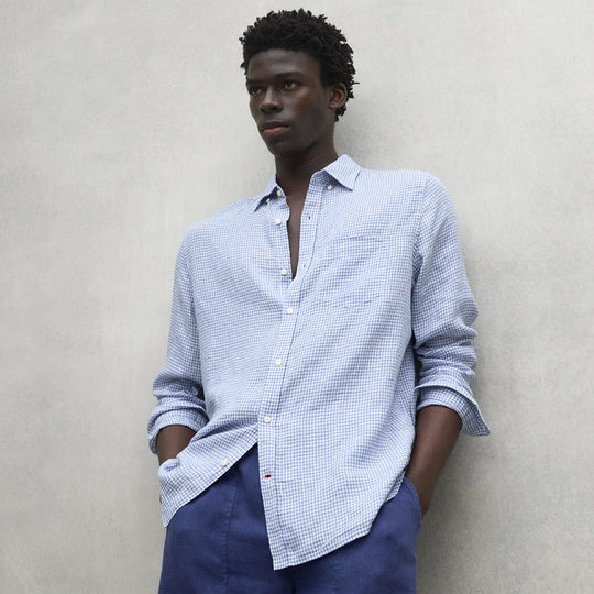 ECOALF BLUE CHECK ADAN SHIRT FOR MEN