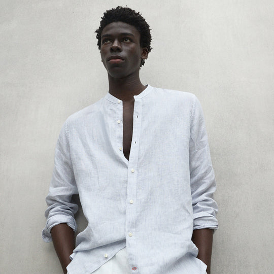 ECOALF WHITE BLUE DAVID SHIRT FOR MEN