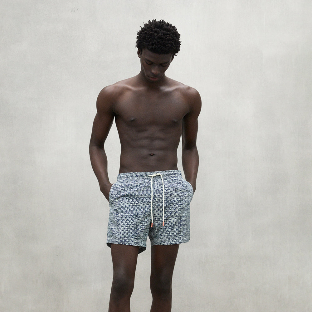 ECOALF BLUE GEOMETRIC PRINT BEQUIA SWIMSUIT FOR MEN