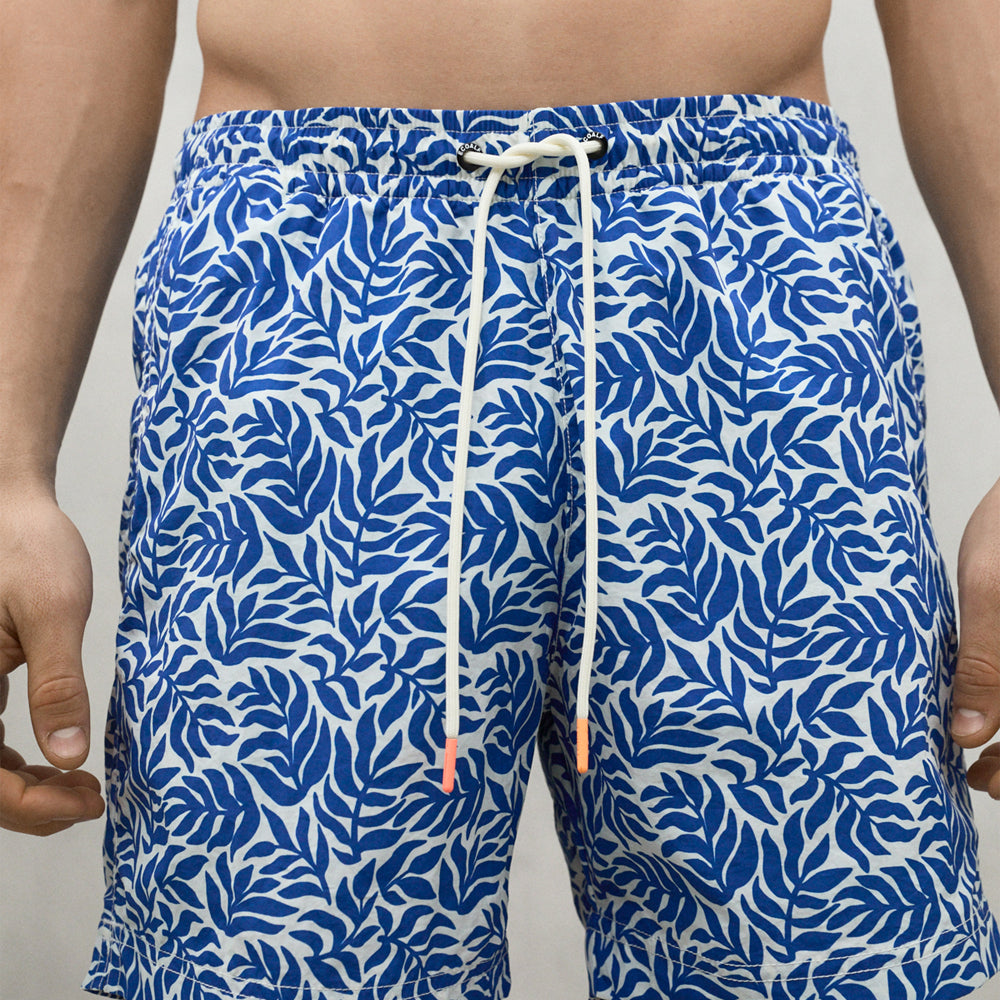 ECOALF BLUE LEAVES PRINT BEQUIA SWIMSUIT FOR MEN